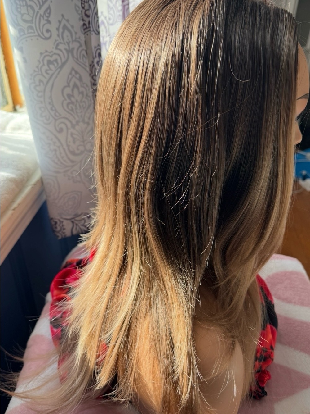 Avalon Brown Sugar Layered Long Wig in Light Brown with Honey Highlights - Picture 5 of 6